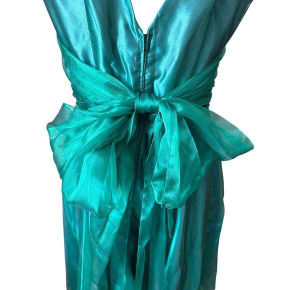 Vintage Handmade Sleeveless Full Skirt Green Party Dress Size Large - Picture 4 of 6